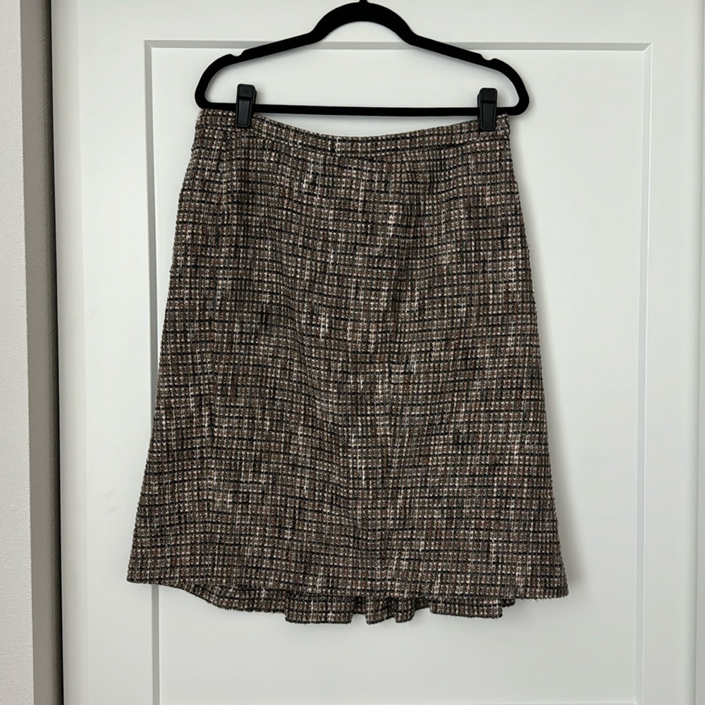 Valentino Brown Tweed Skirt with Back Ruffle